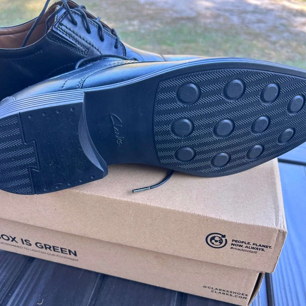 Clarks‎ Collection Whiddon Cap Black Leather Dress Shoes Men 11M Oxford US New - Picture 8 of 9